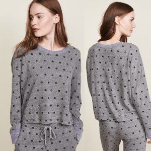 SPLENDID Paint Polka Dot Crew Sweatshirt Grey
